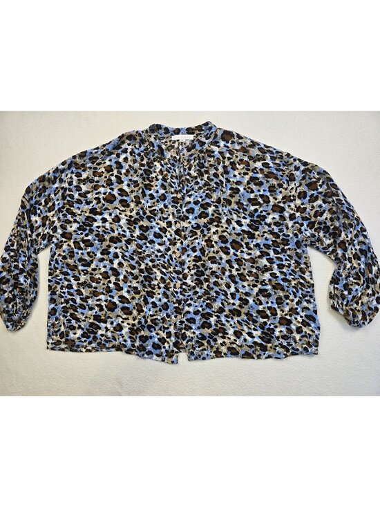 Karlie Tops - Karlie Womens Small Blue & Brown Animal Print Blouse